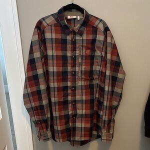 Men's Plaid Shirt - Red, Blue, and Gray
